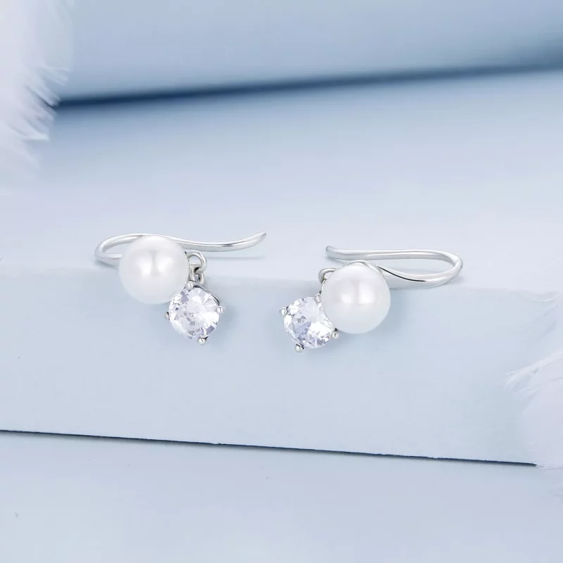 (imagen para) Pendientes de perlas estilo Pandora - BSE684 - Ver 2