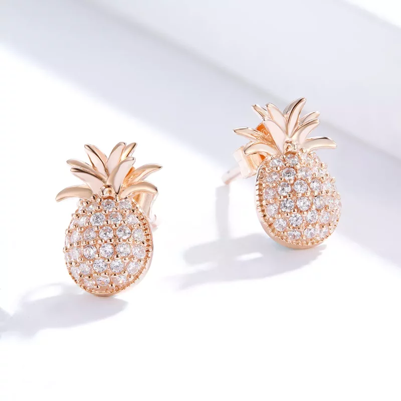 (imagen para) Pendientes de piña estilo Pandora - SCE803 - Ver 3