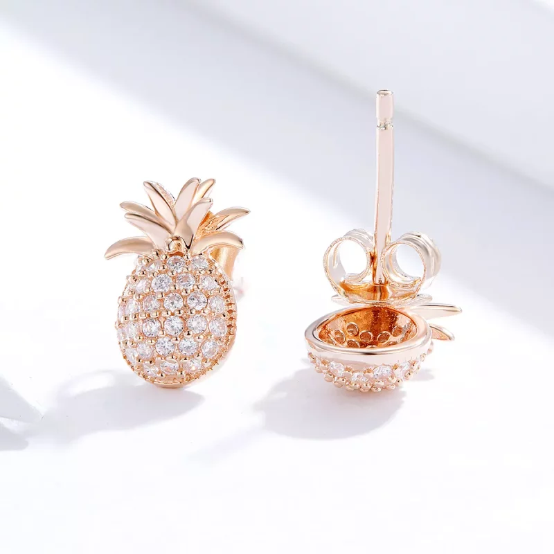 (imagen para) Pendientes de piña estilo Pandora - SCE803 - Ver 4