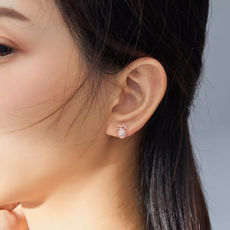 (imagen para) Pendientes de piña estilo Pandora - SCE803 - Ver 8