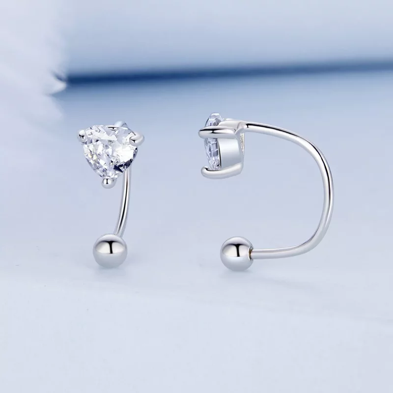 (imagen para) Pendientes de rosca de estilo Pandora con corazón - BSE697 - Ver 2