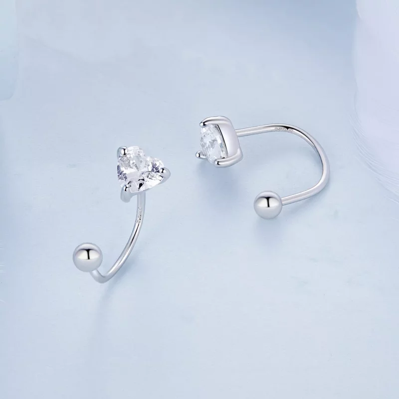 (imagen para) Pendientes de rosca de estilo Pandora con corazón - BSE697 - Ver 3