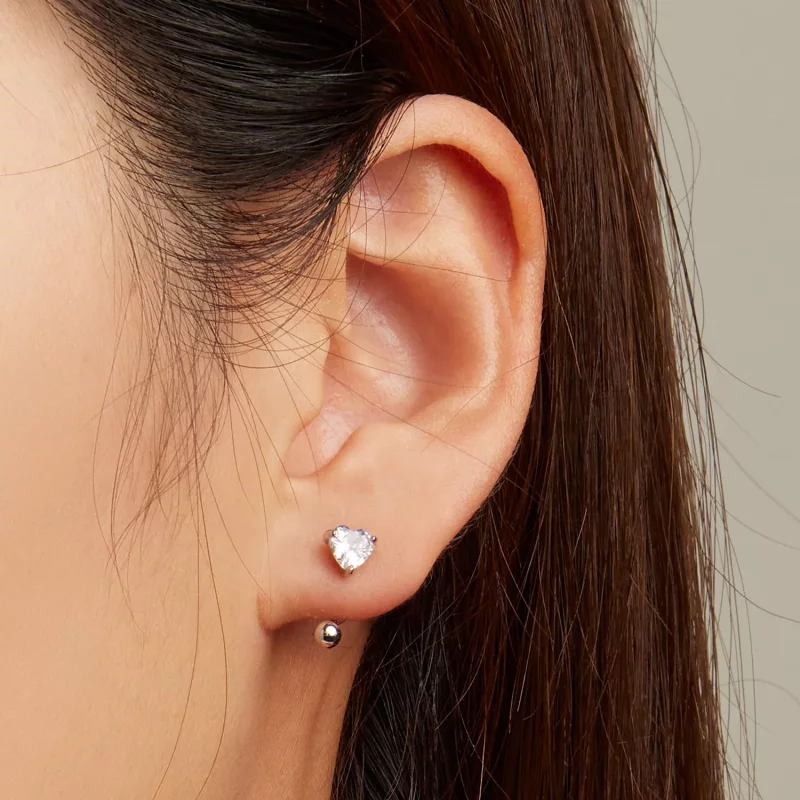 (imagen para) Pendientes de rosca de estilo Pandora con corazón - BSE697 - Ver 6