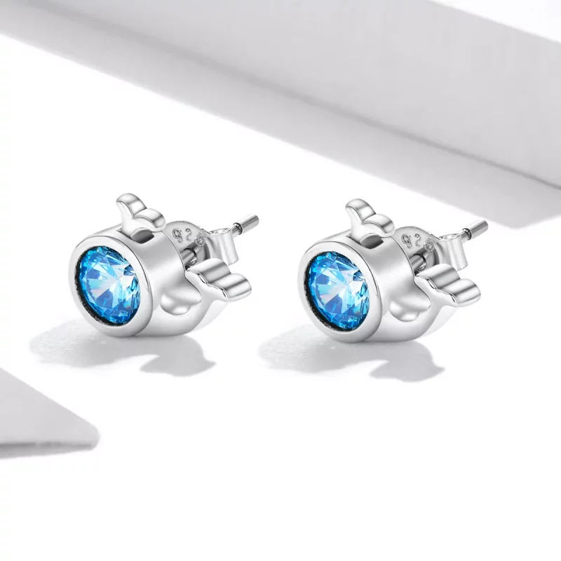 (imagen para) Pendientes de stud estilo Pandora con mini ballena - SCE1366 - Ver 2