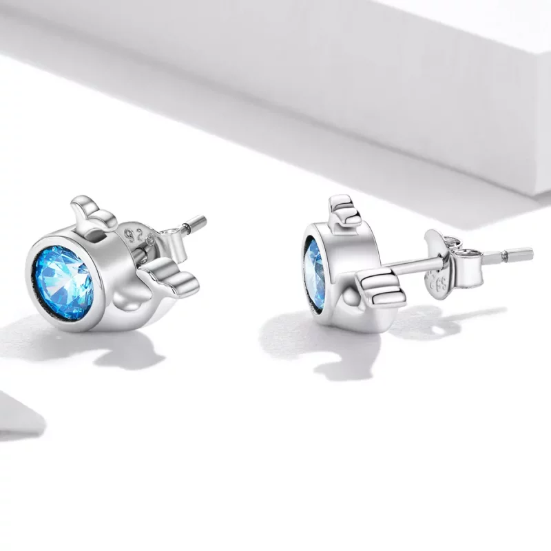 (imagen para) Pendientes de stud estilo Pandora con mini ballena - SCE1366 - Ver 3
