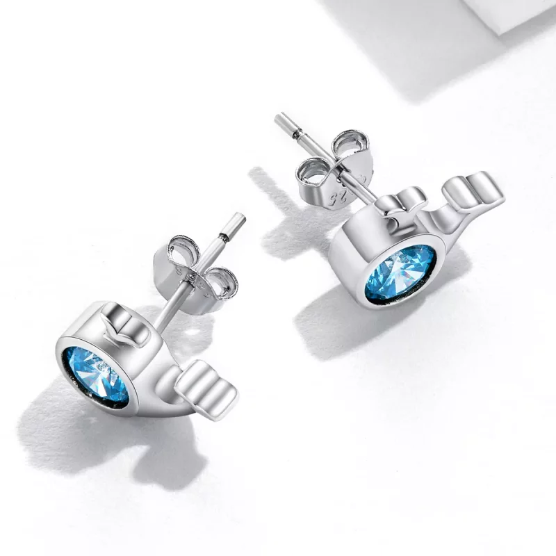 (imagen para) Pendientes de stud estilo Pandora con mini ballena - SCE1366 - Ver 4