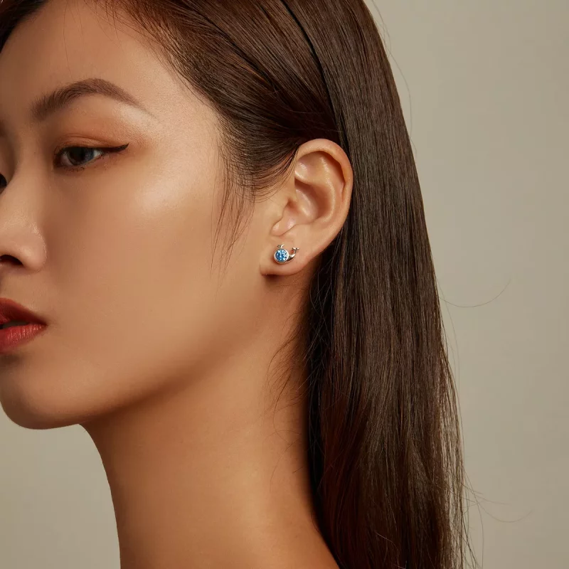 (imagen para) Pendientes de stud estilo Pandora con mini ballena - SCE1366 - Ver 6
