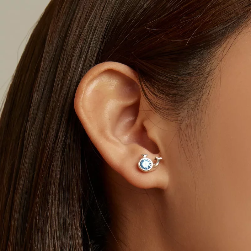 (imagen para) Pendientes de stud estilo Pandora con mini ballena - SCE1366 - Ver 7