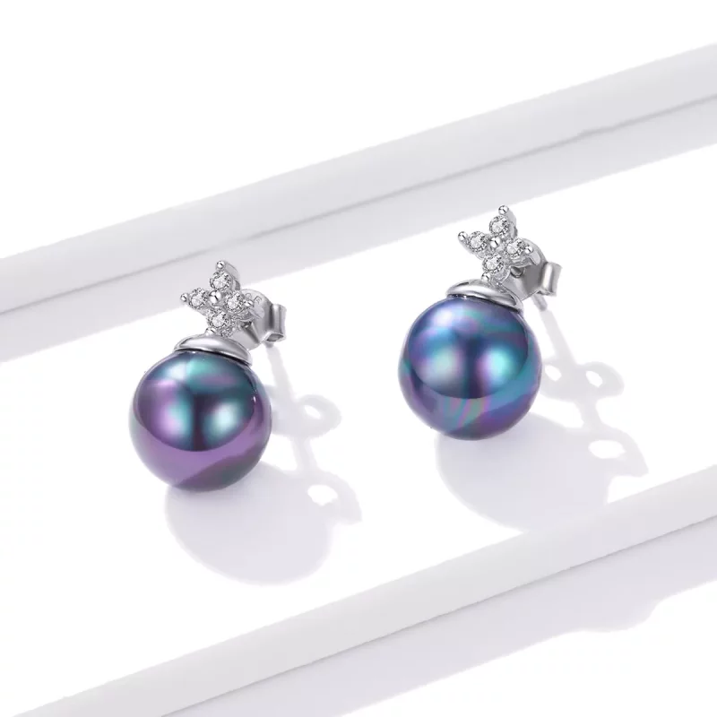 (imagen para) Pendientes de tachuelas con cuentas brillantes de estilo Pandora - BSE498 - Ver 2