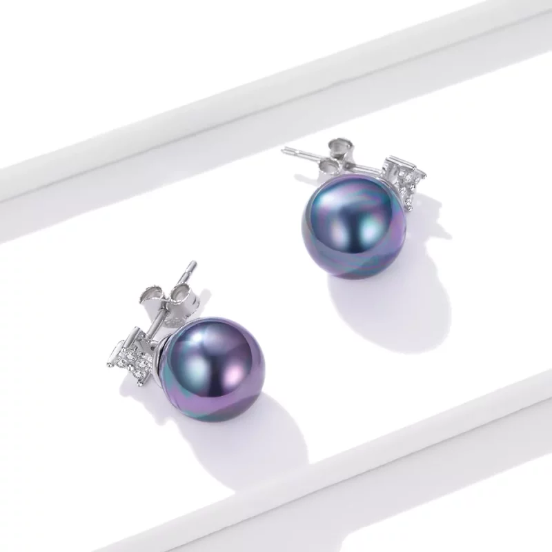 (imagen para) Pendientes de tachuelas con cuentas brillantes de estilo Pandora - BSE498 - Ver 4