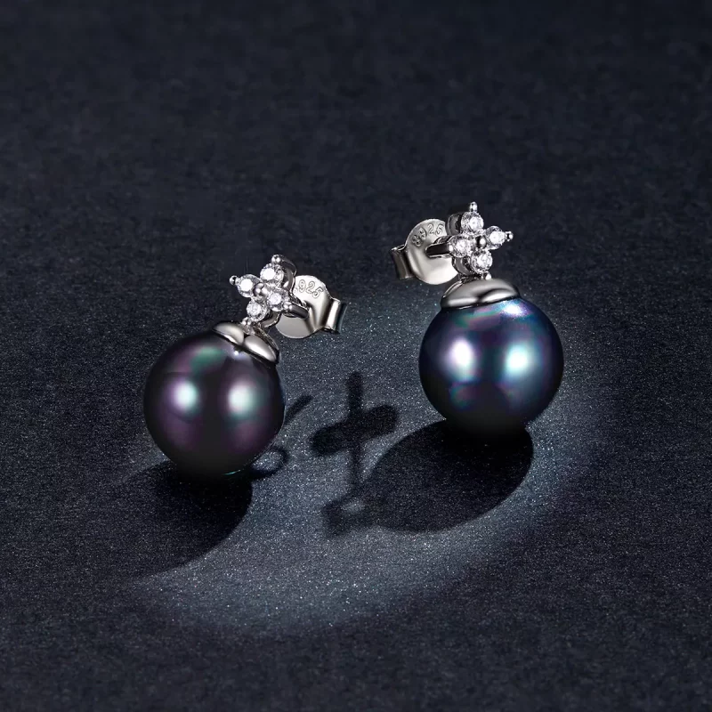 (imagen para) Pendientes de tachuelas con cuentas brillantes de estilo Pandora - BSE498 - Ver 5