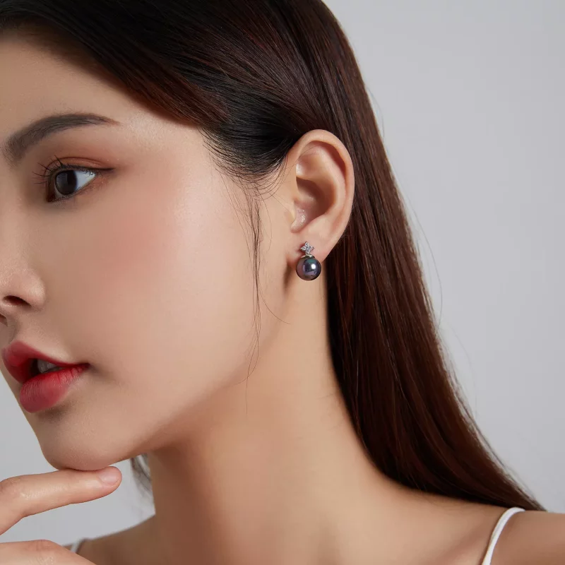 (imagen para) Pendientes de tachuelas con cuentas brillantes de estilo Pandora - BSE498 - Ver 6