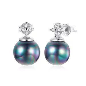 (imagen para) Pendientes de tachuelas con cuentas brillantes de estilo Pandora - BSE498