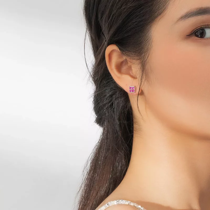 (imagen para) Pendientes de Tachuelas con Estilo Pandora en Forma de Tetris - BSE365 - Ver 6