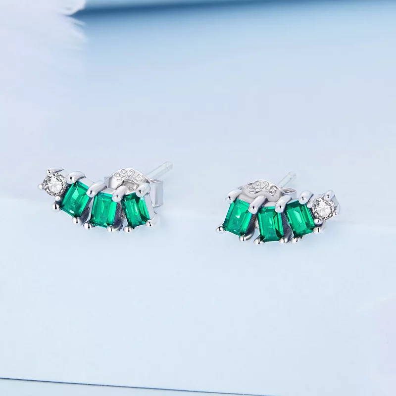 (imagen para) Pendientes de tachuelas estilo Pandora con gemas de mosaico - BSE704 - Ver 2