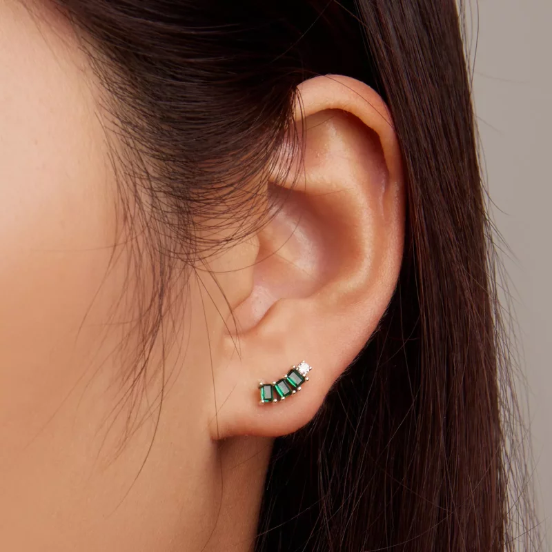 (imagen para) Pendientes de tachuelas estilo Pandora con gemas de mosaico - BSE704 - Ver 7