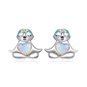 (imagen para) Pendientes de Tuerca con Diseño de Perezoso Estilo Pandora - BSE483