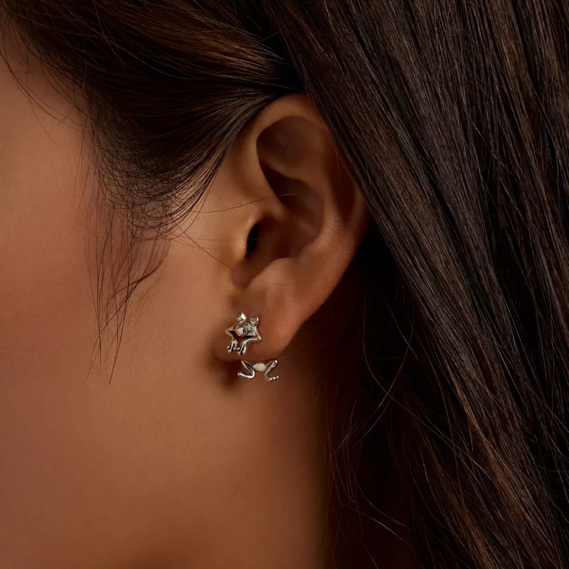 (imagen para) Pendientes de tuerca con estilo Pandora de rana divertida - SCE1324 - Ver 6