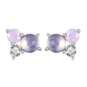 Pendientes de tuerca con estilo Pandora y detalles de gemas - SCE1451 (imagen para) Pendientes de tuerca con estilo Pandora y detalles de gemas - SCE1451
