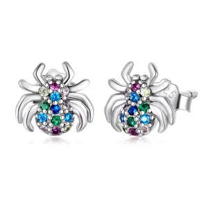 Pendientes de tuerca estilo Pandora con araña colorida - BSE561 (imagen para) Pendientes de tuerca estilo Pandora con araña colorida - BSE561
