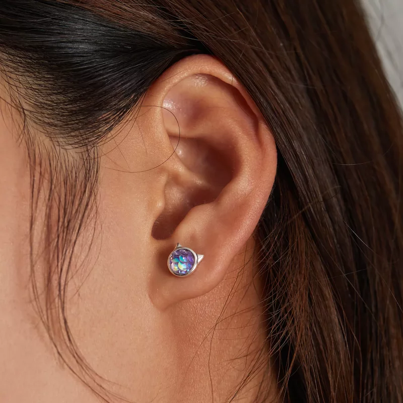 (imagen para) Pendientes estilo Pandora con cabeza de gato y escamas de pez - SCE1301 - Ver 6