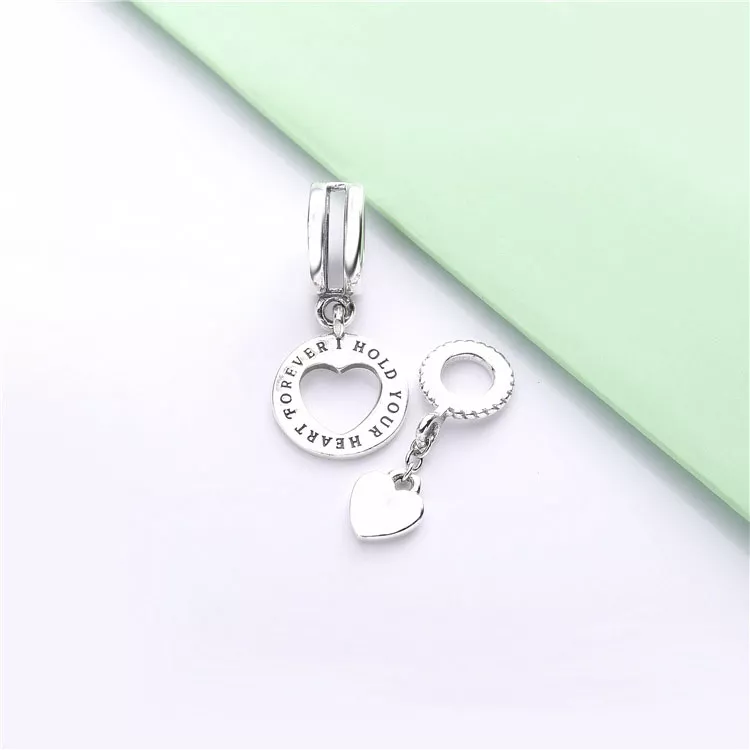 (imagen para) Charm colgante PANDORA Mantenga su corazón partido 798115 - Ver 3