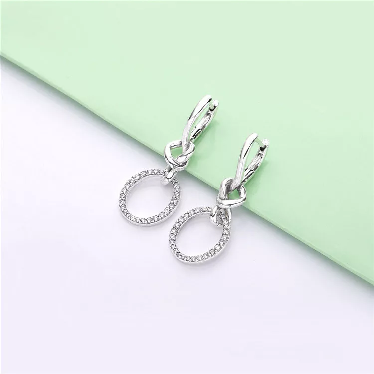 (imagen para) Pendientes largos PANDORA en plata de ley Corazones Anudados - 298110CZ - Ver 2