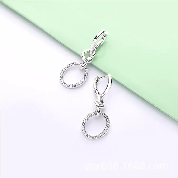 (imagen para) Pendientes largos PANDORA en plata de ley Corazones Anudados - 298110CZ - Ver 3