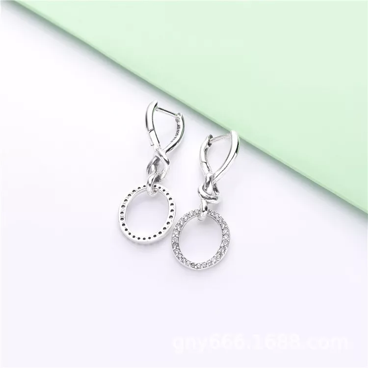(imagen para) Pendientes largos PANDORA en plata de ley Corazones Anudados - 298110CZ - Ver 4