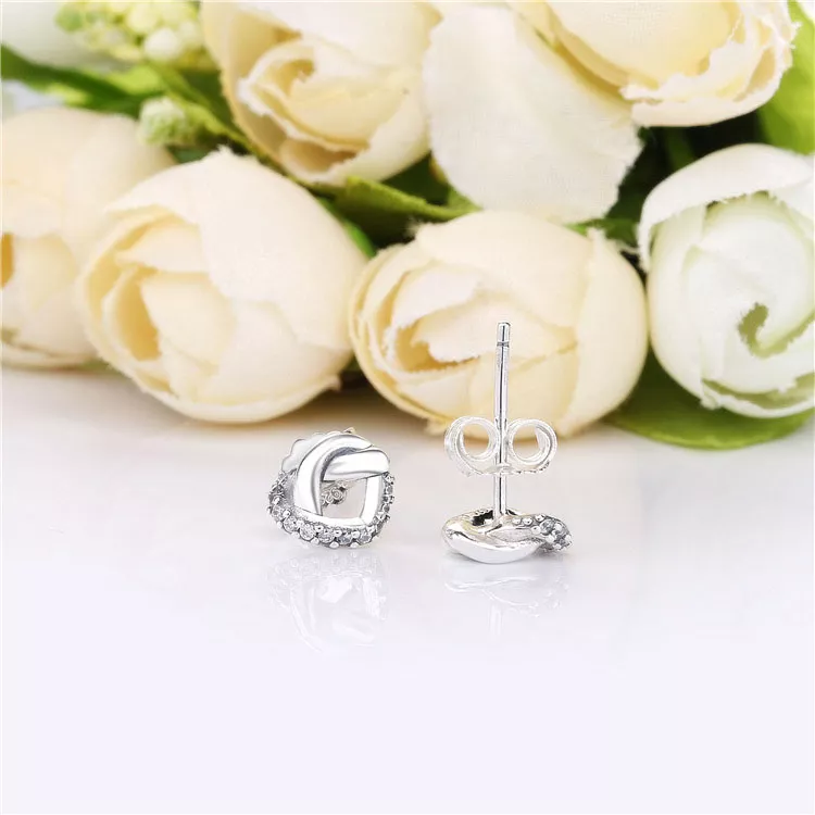 (imagen para) Pendientes PANDORA en plata de ley Corazones Anudados - 298019CZ - Ver 3