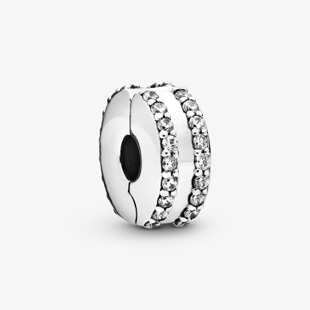 pandora doble línea clip charm con pavé 798422c01
