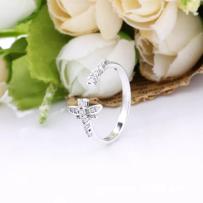 (imagen para) Anillo abierto de libélula brillante PANDORA - 198806C01 - Ver 2