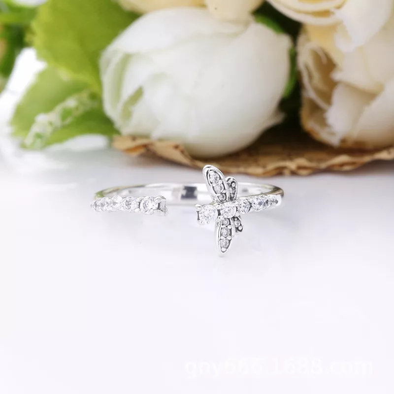 (imagen para) Anillo abierto de libélula brillante PANDORA - 198806C01 - Ver 3