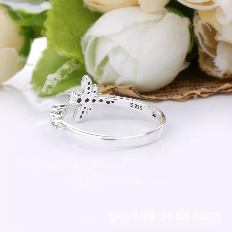 (imagen para) Anillo abierto de libélula brillante PANDORA - 198806C01 - Ver 4