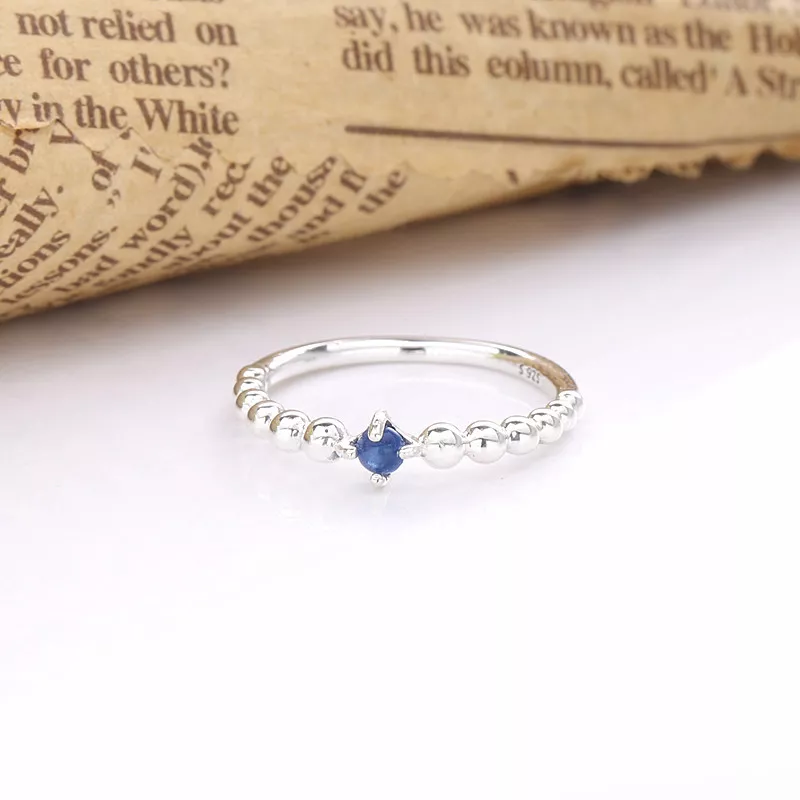 (imagen para) Anillo con cuentas azul marino de PANDORA - 198867C12 - Ver 2
