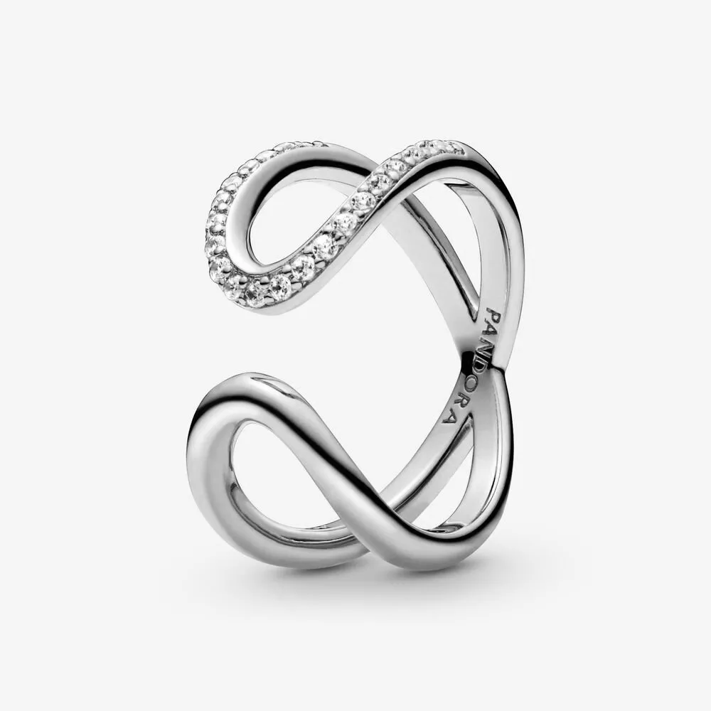 anillo de infinito abierto envuelto en plata pandora 188882c02