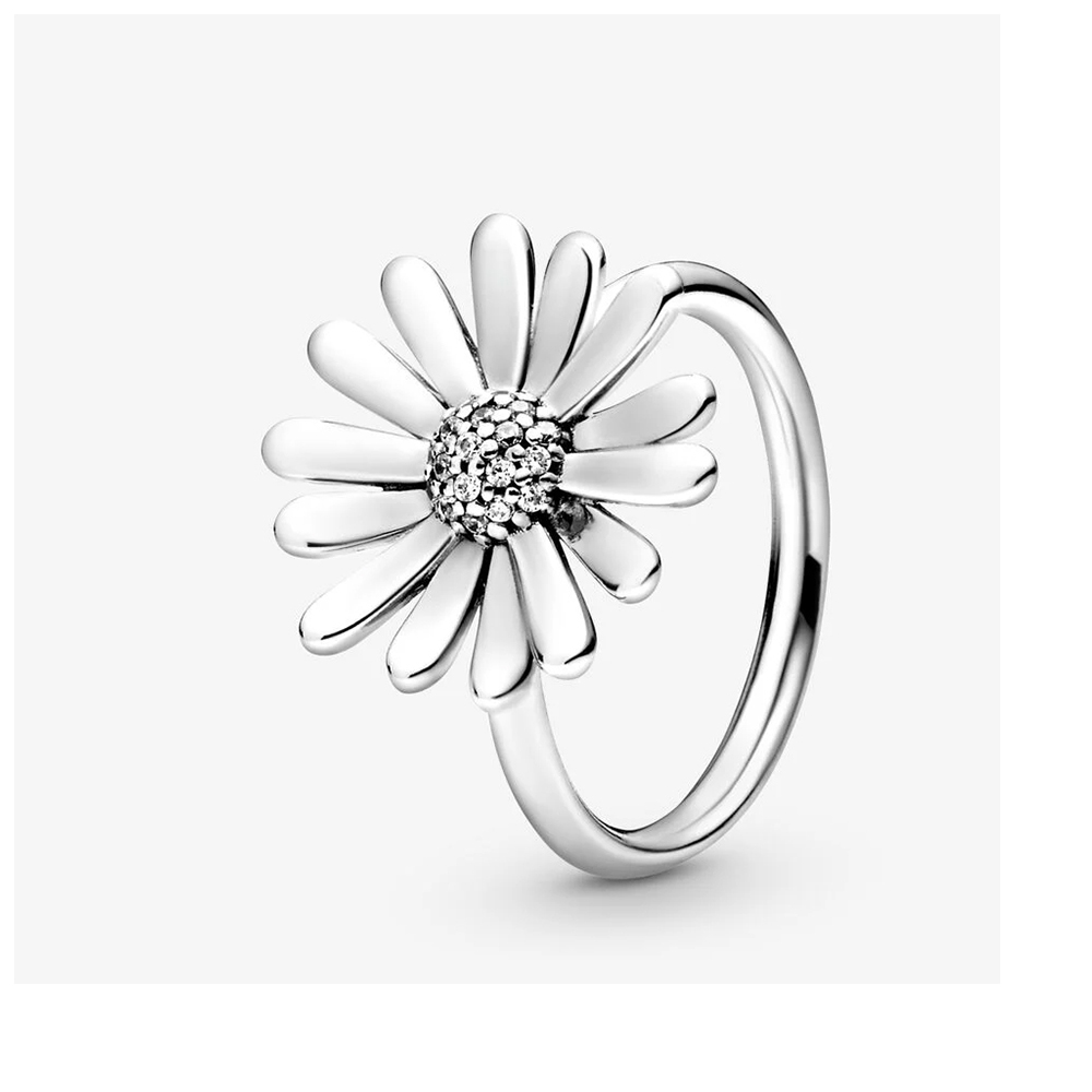 anillo llamativo de margarita pandora con pavé 198817c01