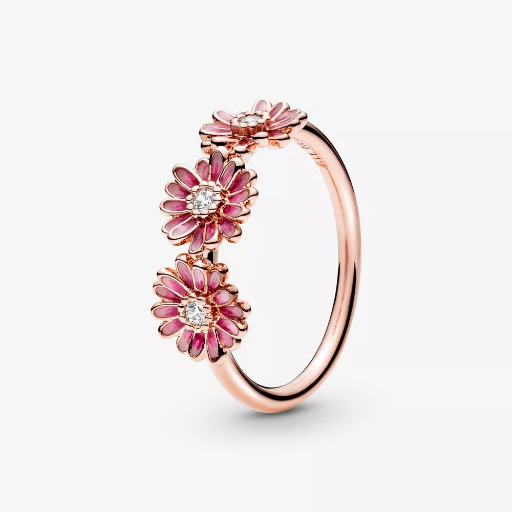 anillo trío de flores pandora pink daisy 188792c01