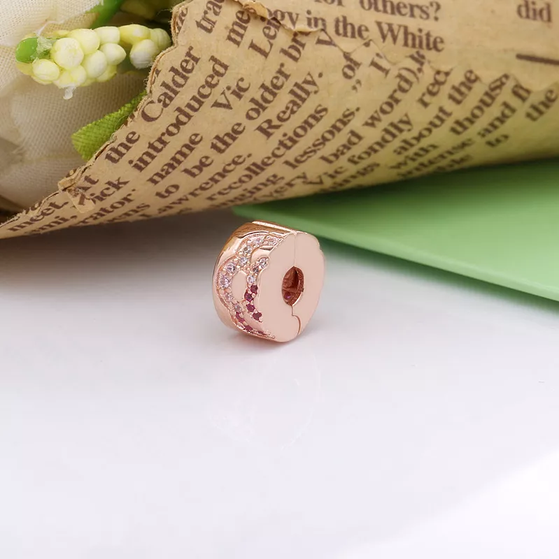(imagen para) Charms Clip Espaciador PANDORA con Patrón de Abanico Rosa - 788153C01 - Ver 2
