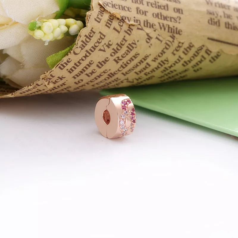 (imagen para) Charms Clip Espaciador PANDORA con Patrón de Abanico Rosa - 788153C01 - Ver 3