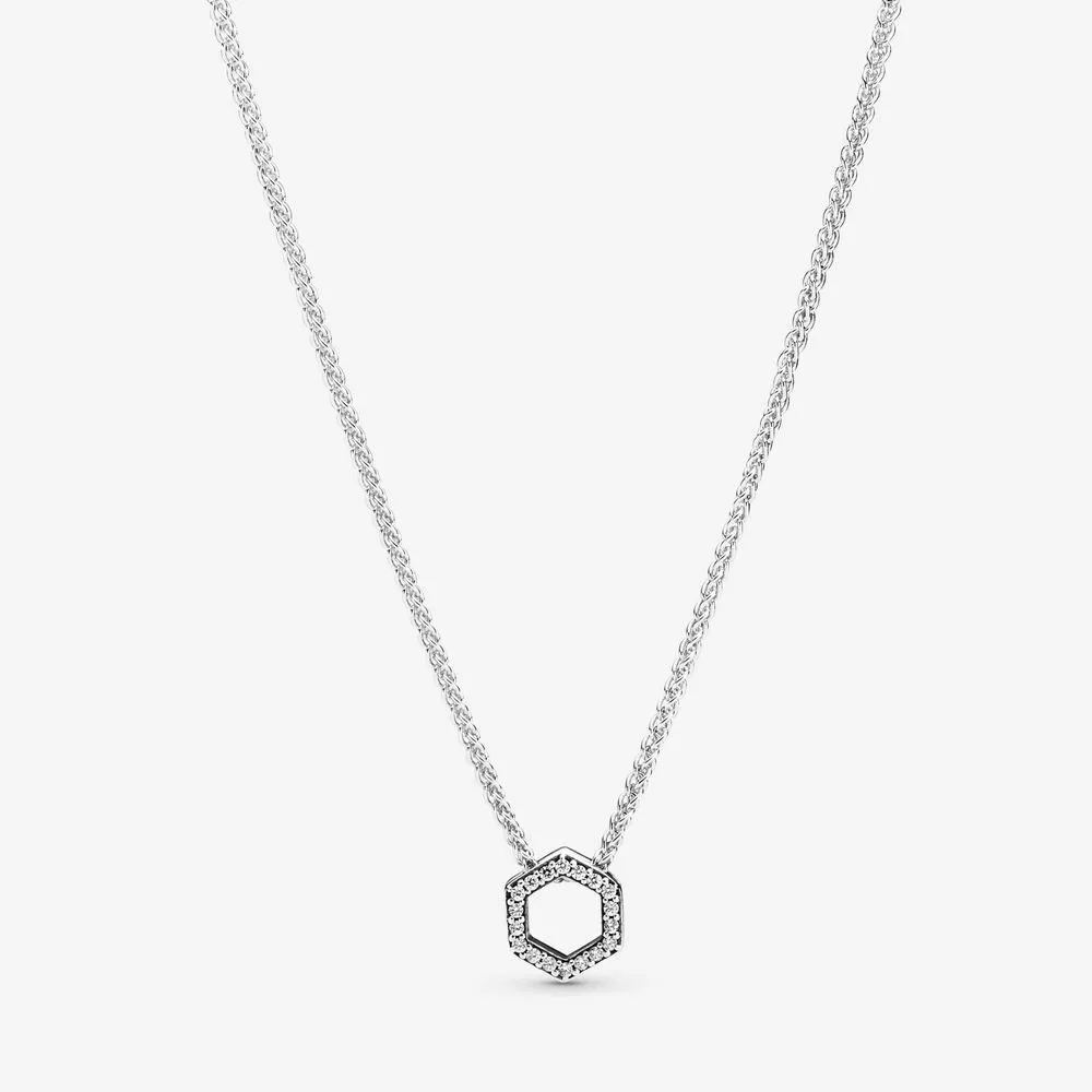 collar pandora sparkling honeycomb hexagon collier 398787c01
