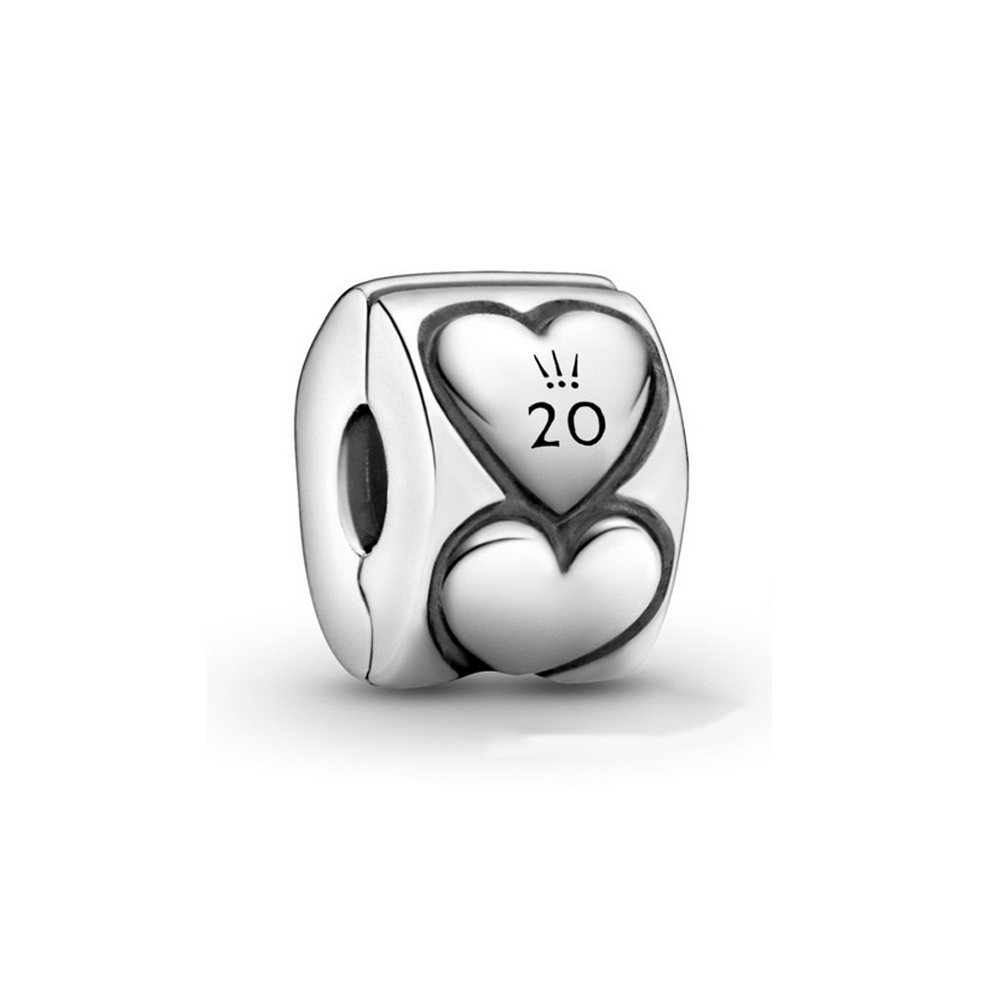 pandora 20 aniversario corazones clip de plata esterlina 799006c00