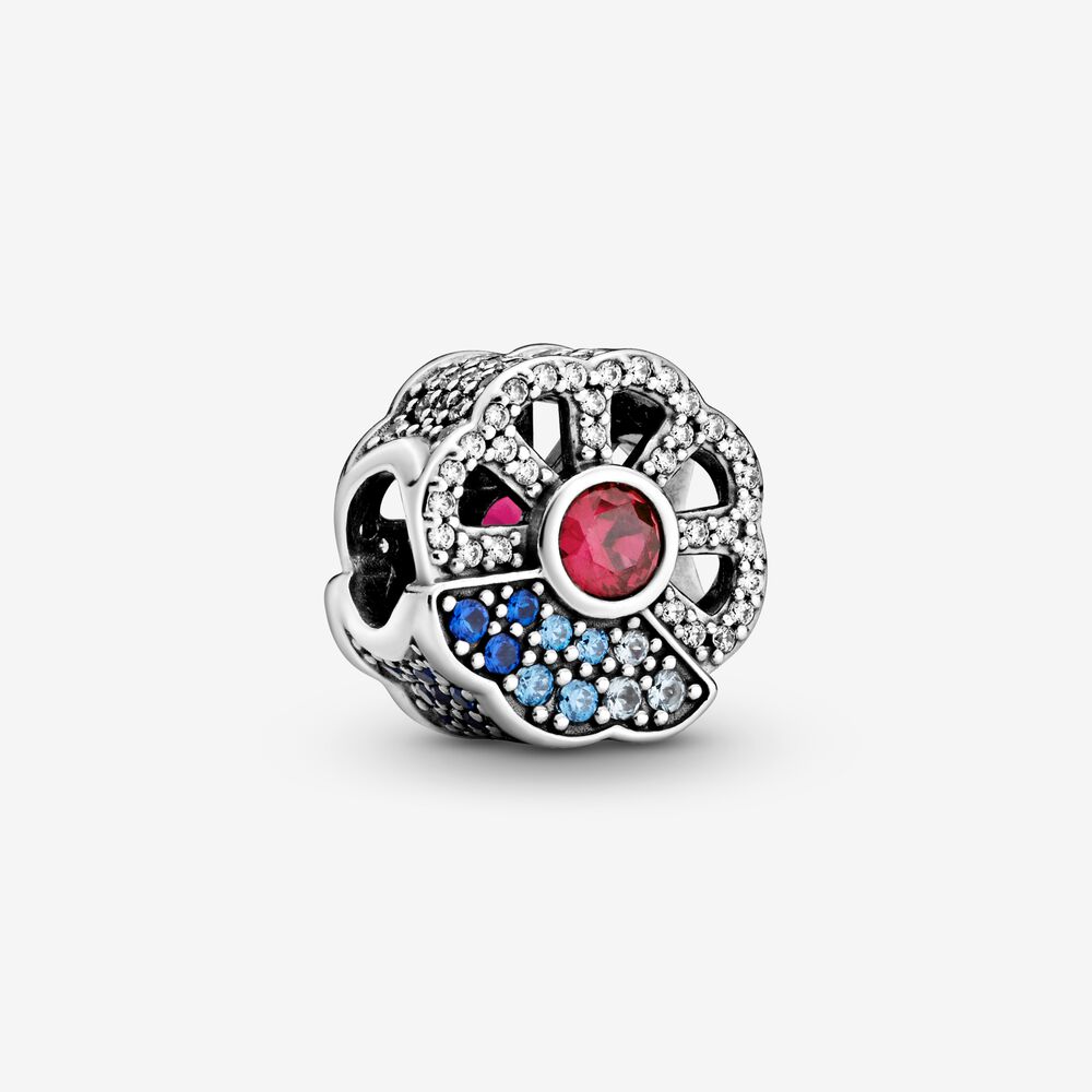 pandora abanico azul y rosa charm 798178czmx