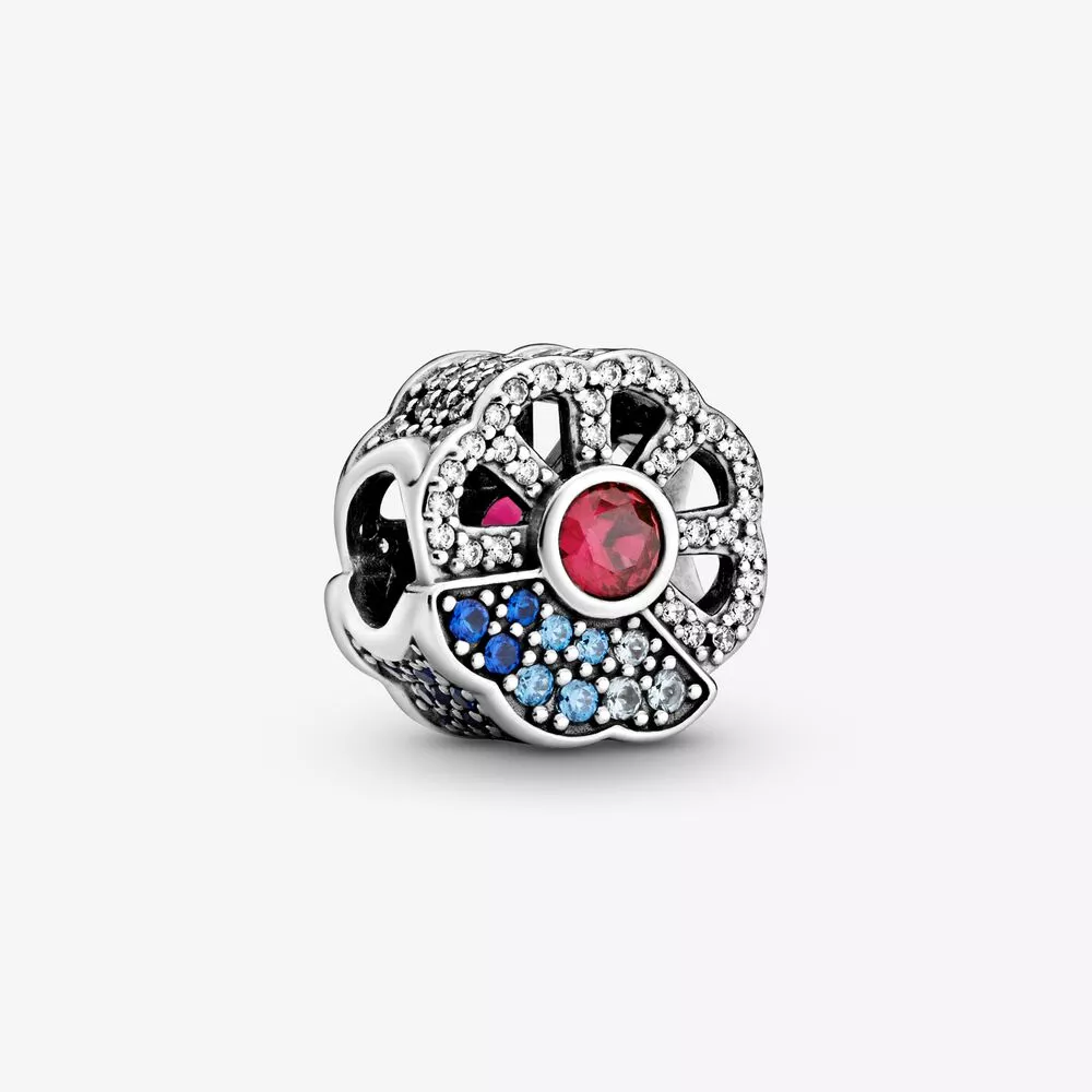 pandora abanico azul y rosa charm 798178czmx