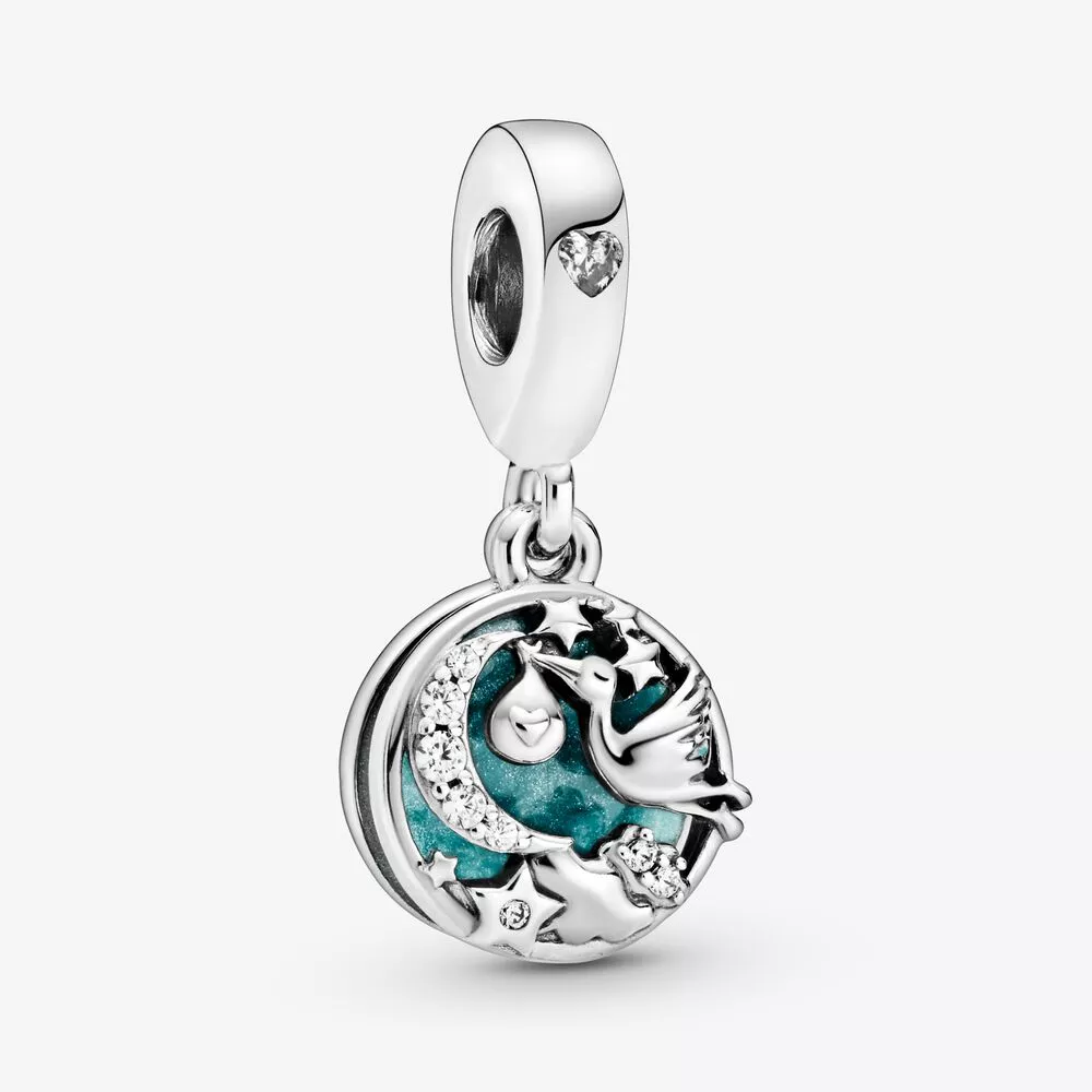 pandora charm colgante cigüeña y estrellas brillantes 798895c01