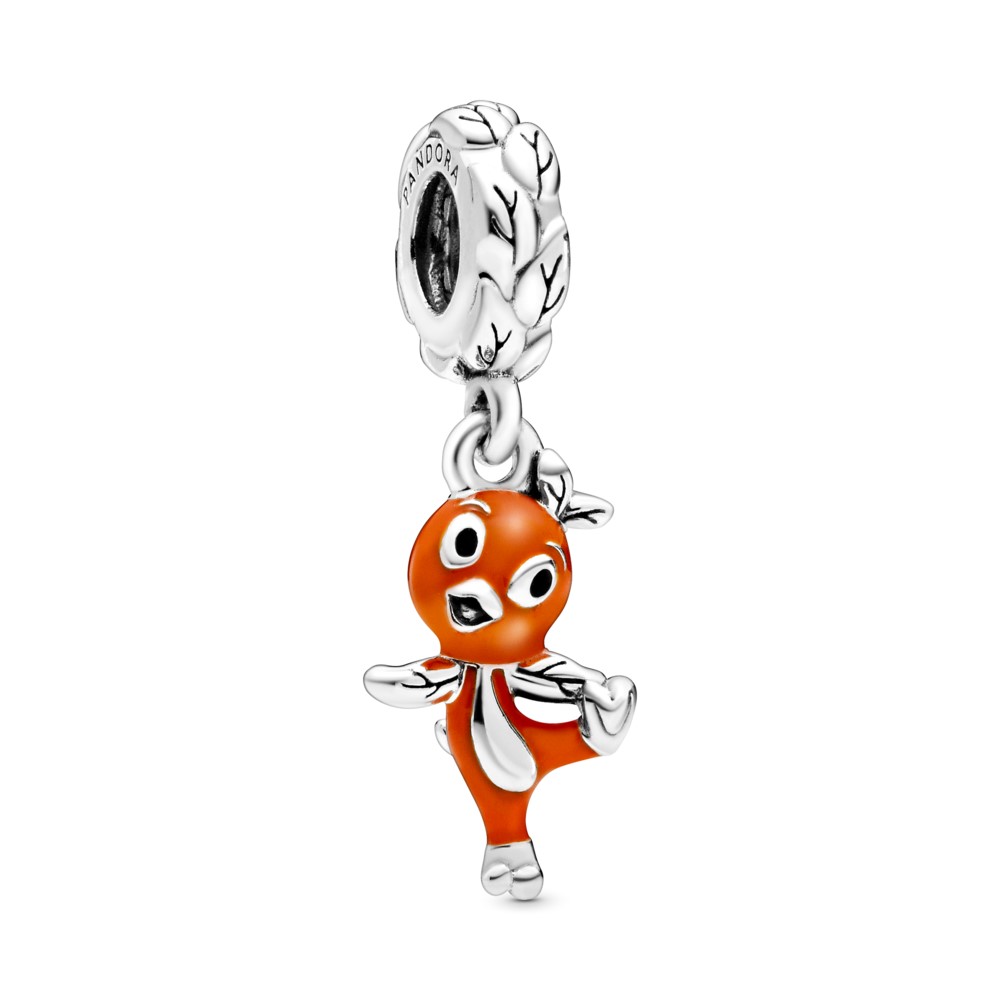 pandora colgante de plata esterlina con pájaro naranja de disney y esmalte naranja y negro 798877c01