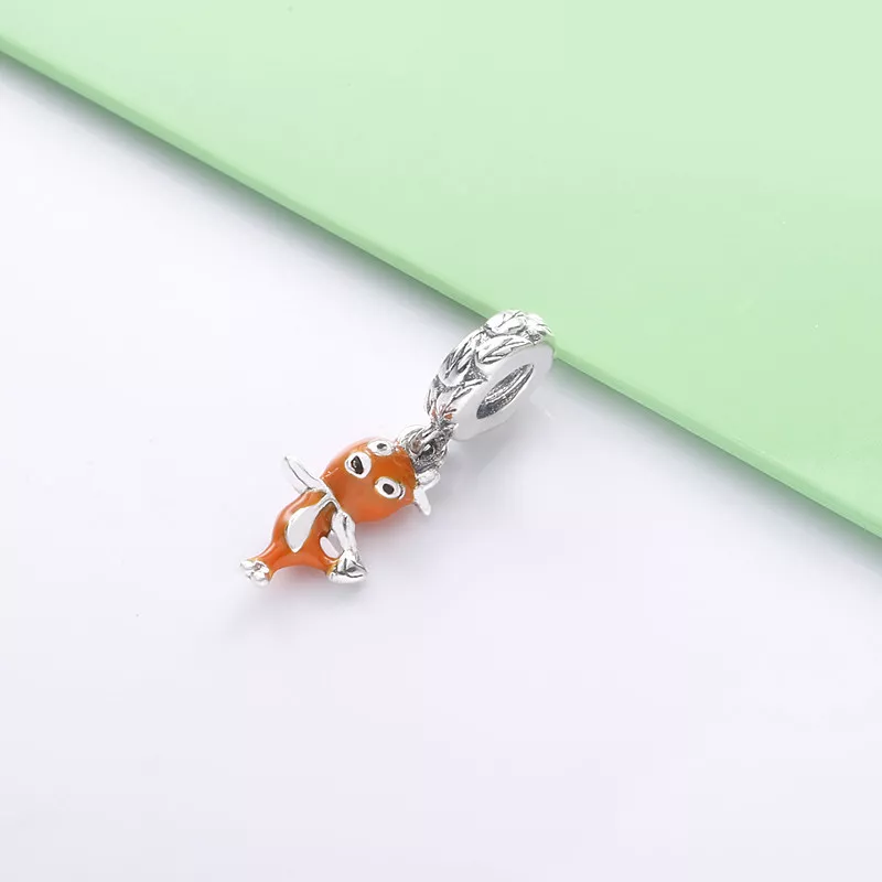 (imagen para) PANDORA Colgante de plata esterlina con pájaro naranja de Disney y esmalte naran - Ver 2