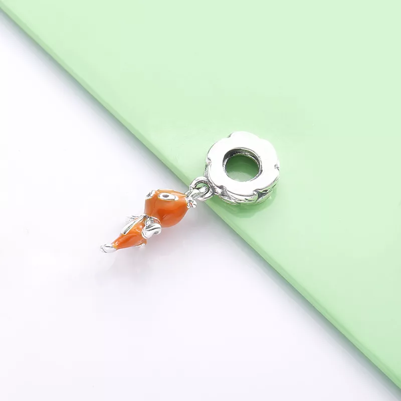 (imagen para) PANDORA Colgante de plata esterlina con pájaro naranja de Disney y esmalte naran - Ver 3