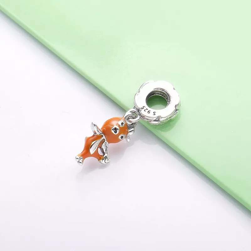 (imagen para) PANDORA Colgante de plata esterlina con pájaro naranja de Disney y esmalte naran - Ver 5