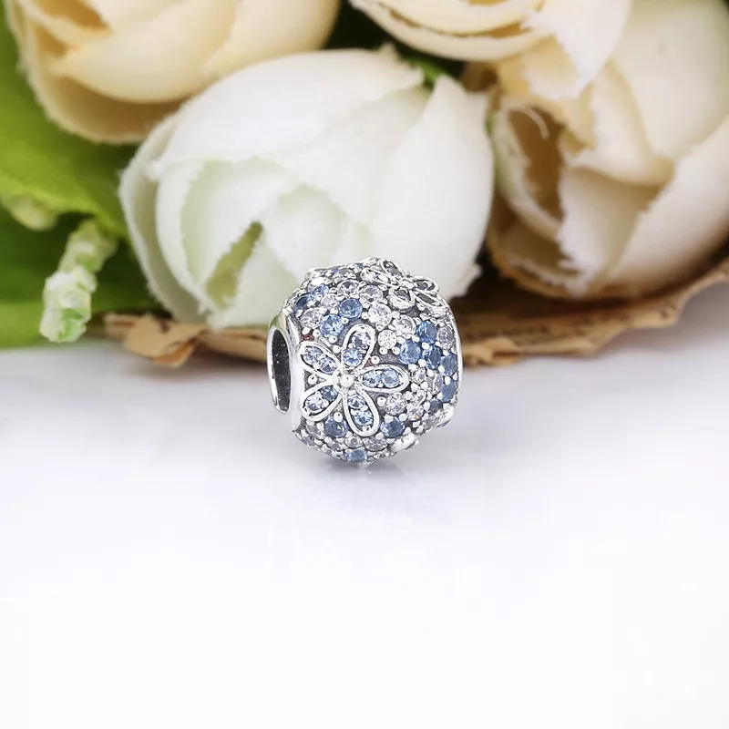 (imagen para) PANDORA Encanto de Flor Margarita con Pavé en Teal - 798797C01 - Ver 2